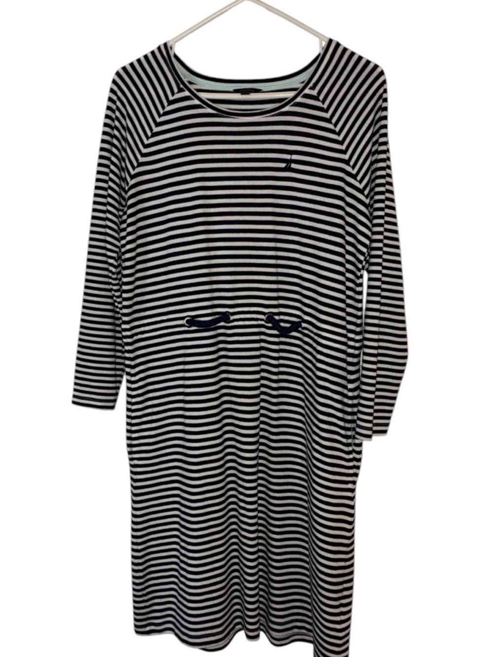 Striped Black & White Long Sleeve Casual Dress Sz M